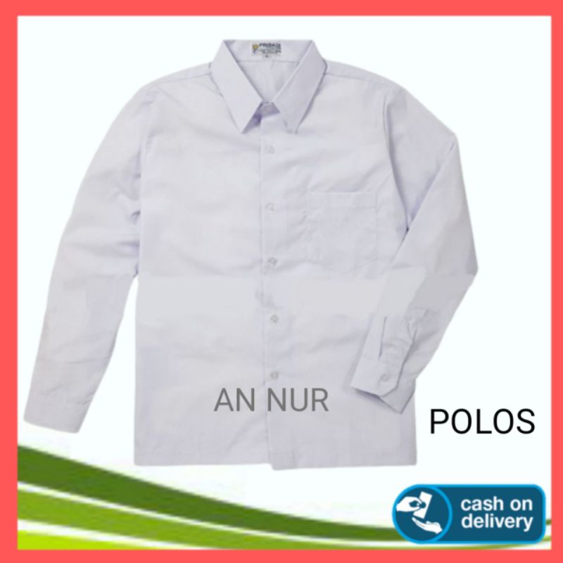 Baju Seragam Putih SD SMP SMA Lengan Panjang Kemeja Kerja Polos