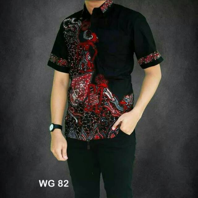 Kemeja batik pria wayang wg