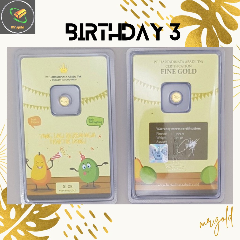 EMAS LOGAM MULIA MINI HARTADINATA ABADI 0.1 GRAM EDISI BIRTHDAY 3 GIFT SERIES / ACC LM HT / LM HRTA