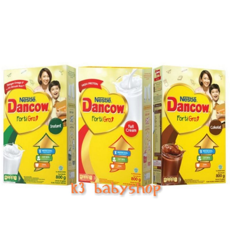 Dancow Fortigro Instan Putih Instant Cokelat Full Cream 800gr 800 gram susu bubuk anak coklat