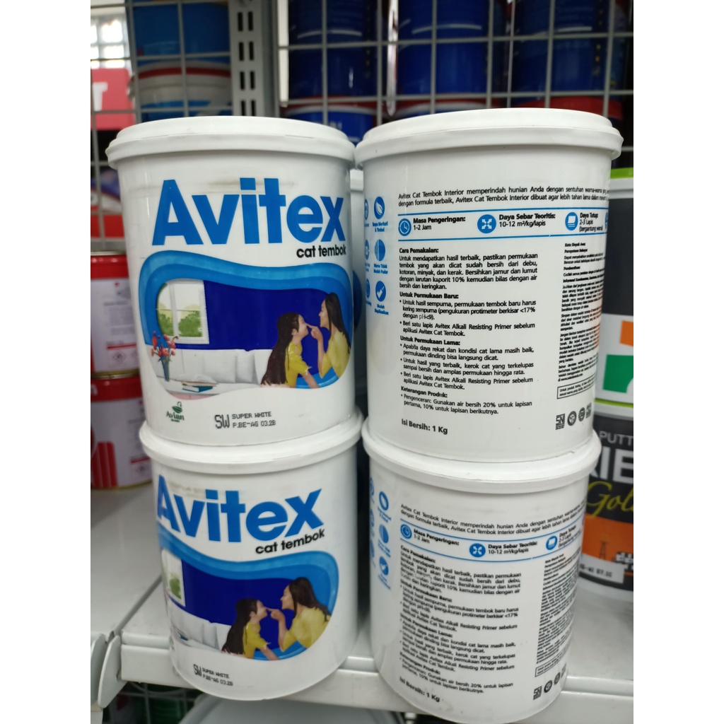 Cat Tembok (Merah,Pink,Kuning,Cream,Hijau) Plafon Gypsum Avitex Interior 1kg Avian Brands