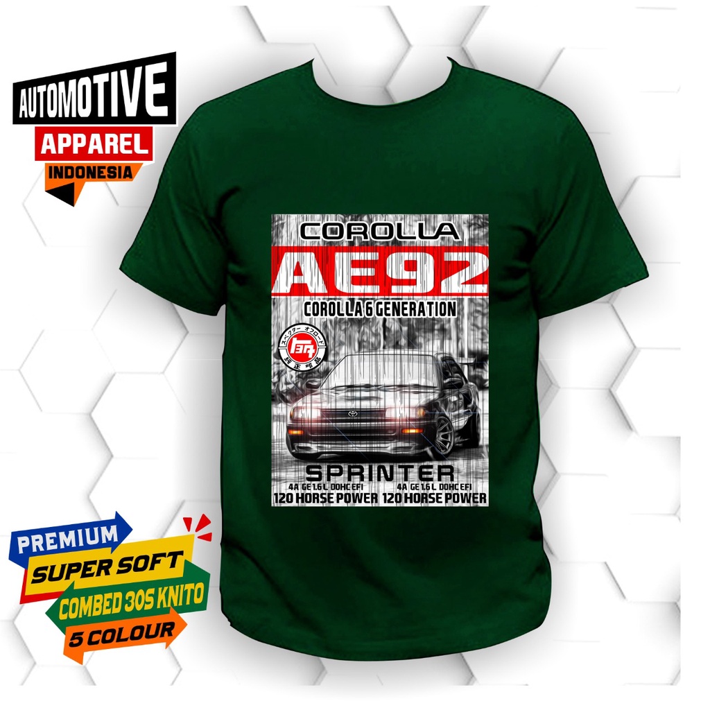 Tshirt kaos baju pria corolla twincam mobil toyota corolla twincam ae92 racing JDM balap automotive 