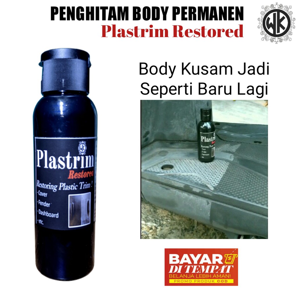 Penghitam Body Motor Permanen Plastrim Restored 100ml BONUS Spons Pad Original by WK