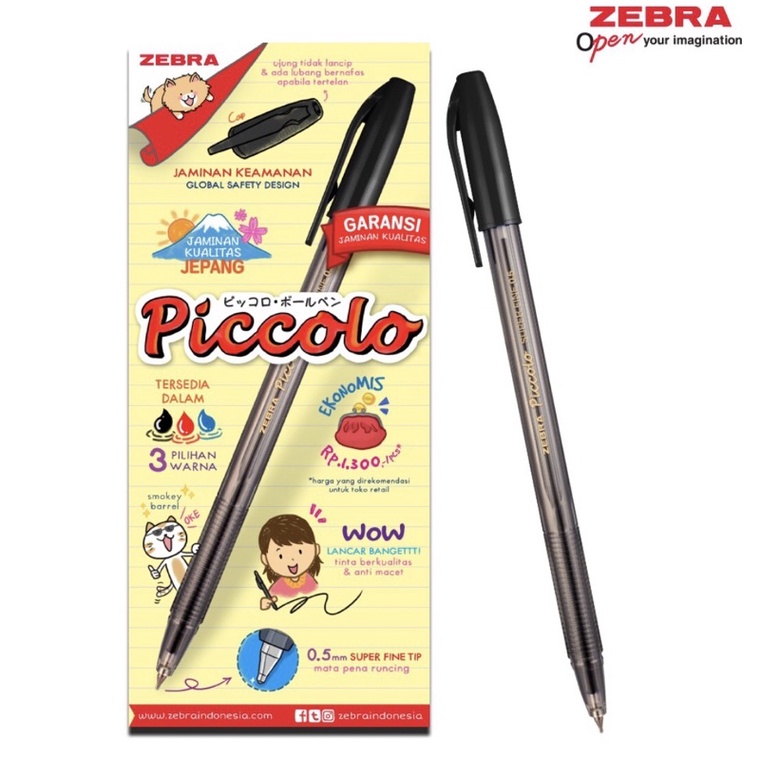 

BULPOINT ZEBRA PICCOLO HITAM / BIRU / MERAH (Isi 12 biji)