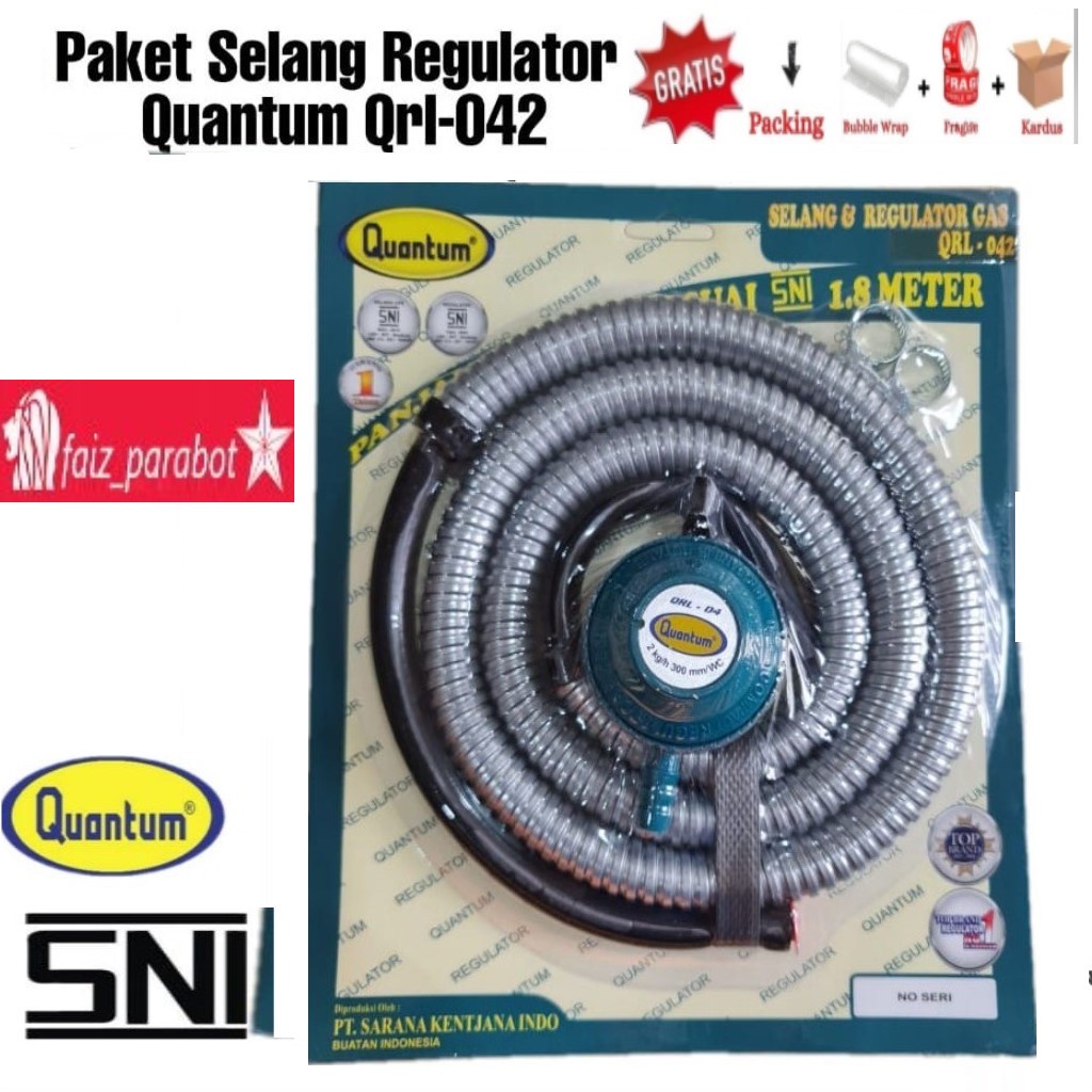 Paket Selang Regulator Gas Quantum QRL-042 Auto Tanpa Meter