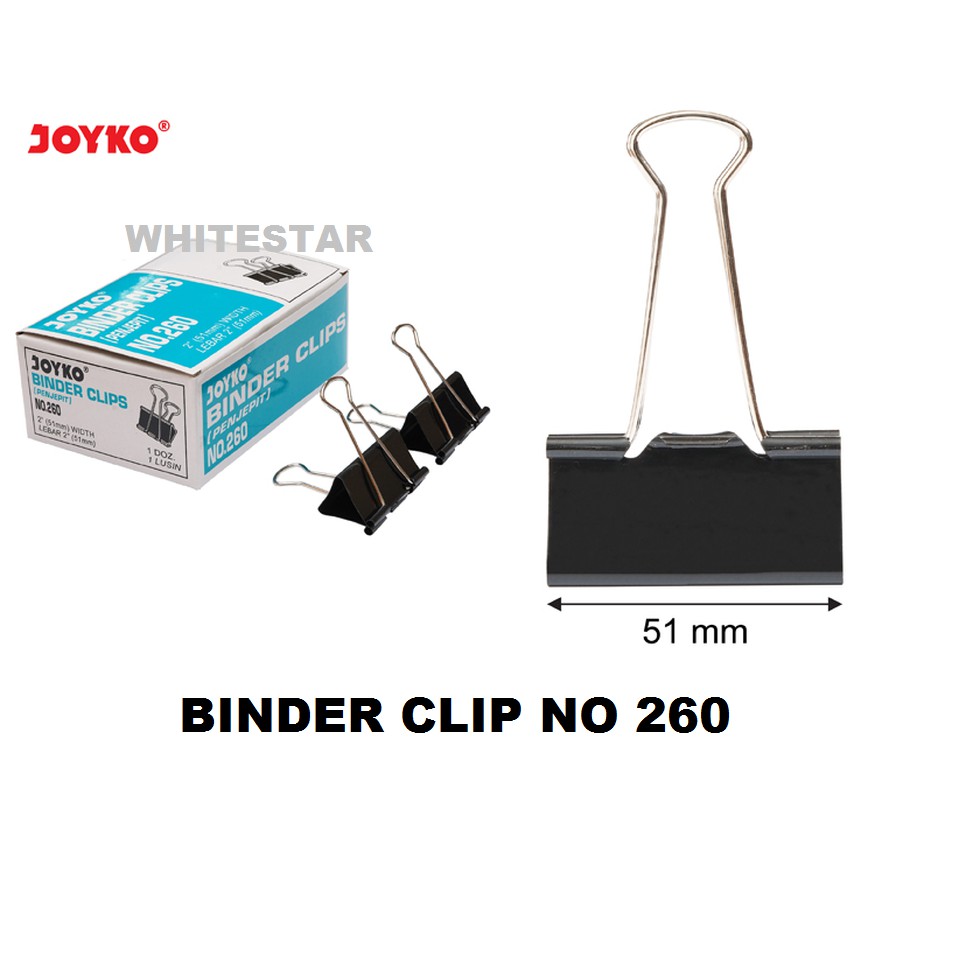 

binder clip no 260 joyko / paper clip / klip kertas (pack =12 pcs clips)