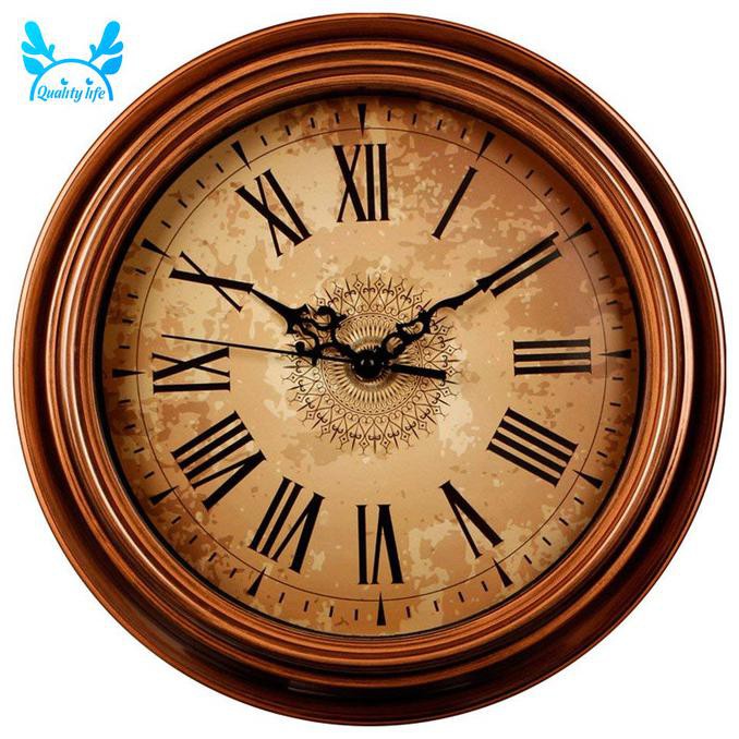 Jam Dinding Bulat Vintage Angka Romawi Ukuran 12 Inci Untuk Dekorasi Brazzavilleshop