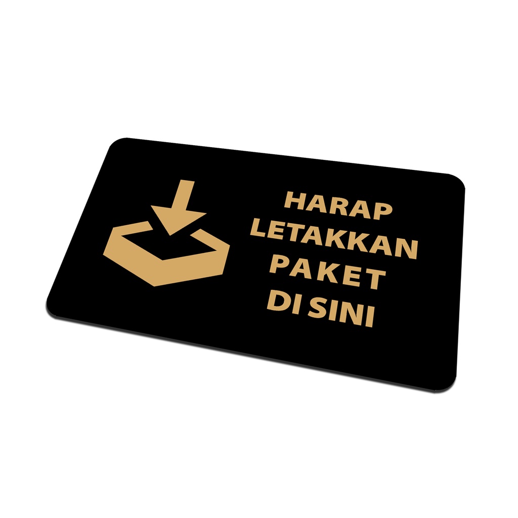 SIGN AKRILIK - HARAP LETAKKAN PAKET DI SINI - BAWAH - EMAS/HITAM 20x12