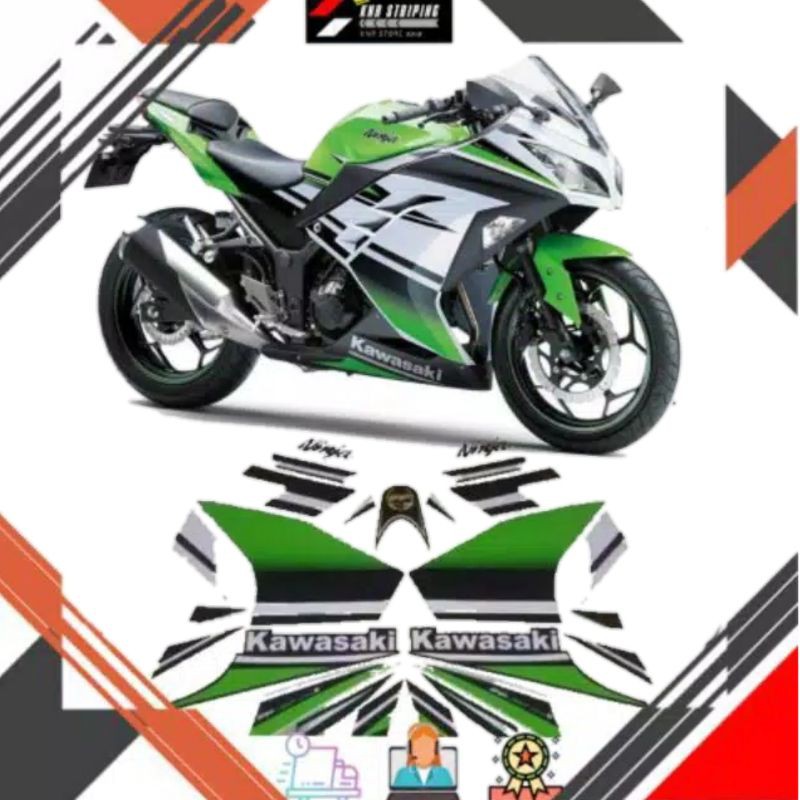 Striping kawasaki ninja 250FI  300  30unniv 2014-2015 hijau putih