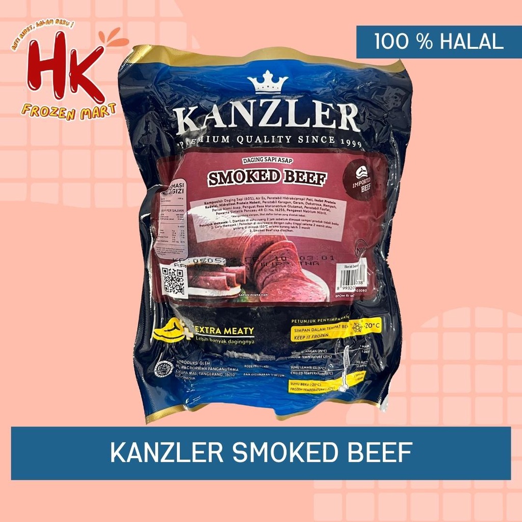 

Kanzler Smoked Beef 250g (premium isian burger kebab daging asap) HK Frozen Mart