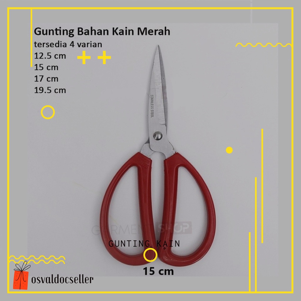 

Gunting Baja Ringan Untuk Potong Kain Ukuran 15 Cm | Gunting Penjahit | Dapur | Serbaguna | Scissors | Multifungsi | Tajam | Penjahit | Besar | Kodok | Merah | Tailor | OSVALDOCSELLER