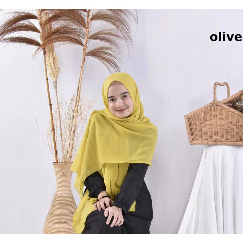 Pashmina Bella Bahan Pollycotton Premium Grade A Pasmina Pasminah Fasmina Murah-Olive