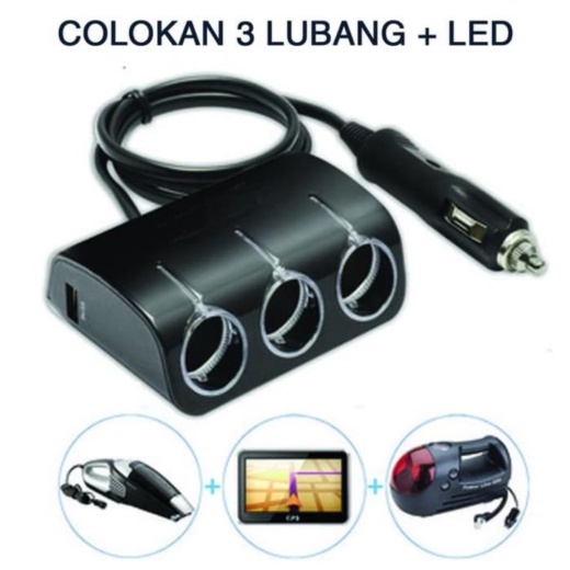 Unik Colokan LIGHTER ROKOK 3 LUBANG - Colokan Lighter MOBIL 3 LUBANG 2 USB CHARGER TRIPLE SOCKET CIG
