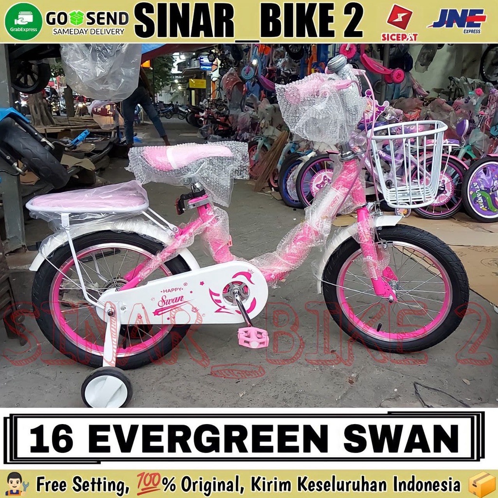 Sepeda Anak Perempuan 16Inch Evergreen Swan (Gosend/Grab)