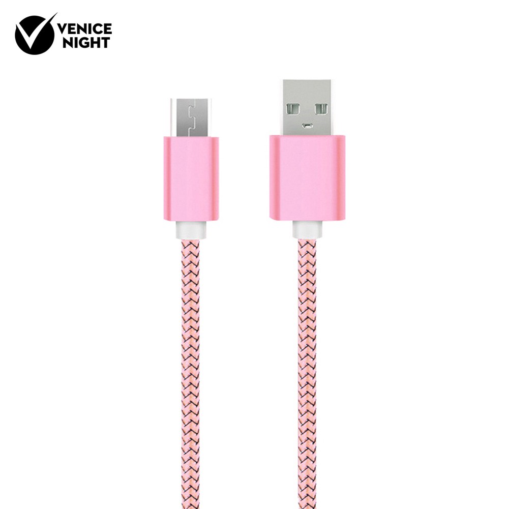 (Veni) Kabel Data/Charger Micro Usb Bahan Nilon Kepang 1m Untuk Android