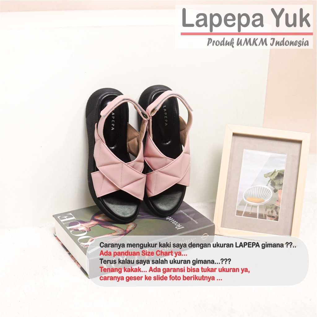 LAPEPA YUK -  Sepatu Sandal Wanita Wedges JOVITA Model Ban dua Tali Strap belakang Hak Tinggi Sole 4 cm Spatu Sendal Gunung Cewek  Size 36 37 38 39 40 41 Warna SALEM Pink Soft Cewe Kekinian Premium Terbaru Shoes Ori Original Mall Official Store Promo