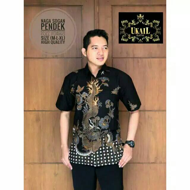 kemeja Batik Pria Naga Sogan Pendek
