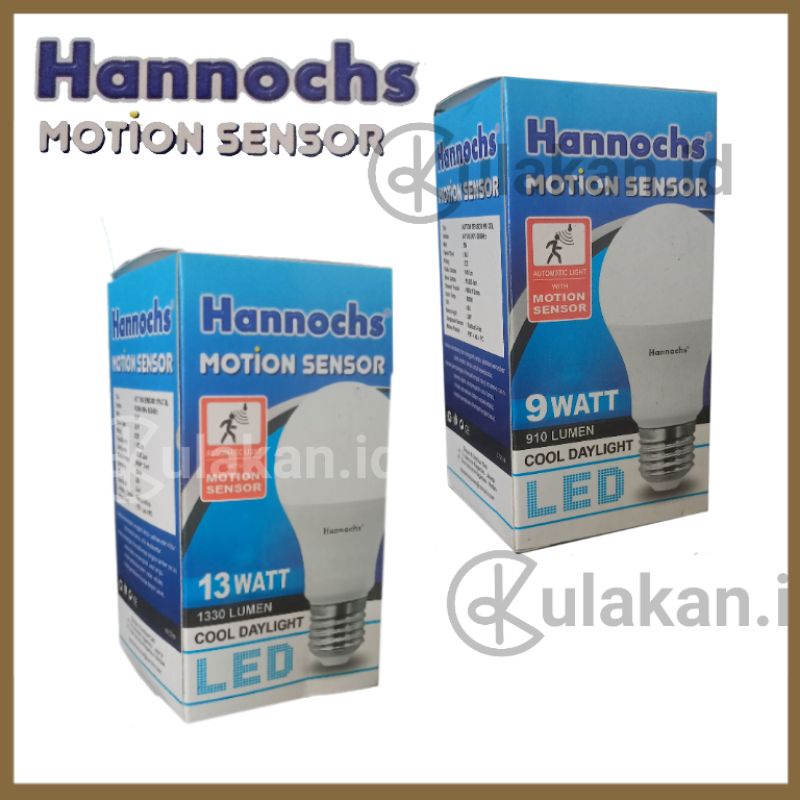 HANNOCH MOTION SENSOR LAMPU BOHLAM LED 9W 13W SENSOR GERAK 9 WATT 13 WATT