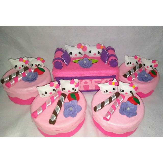 Set toples karakter + kotak tissu kain flanel