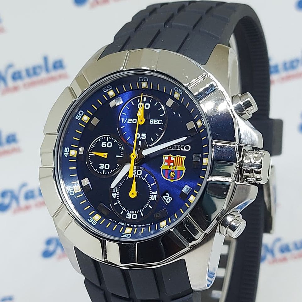 Seiko Quartz SNDD81P1 Chronograph Blue Dial FC Barca | Jam Pria SNDD81