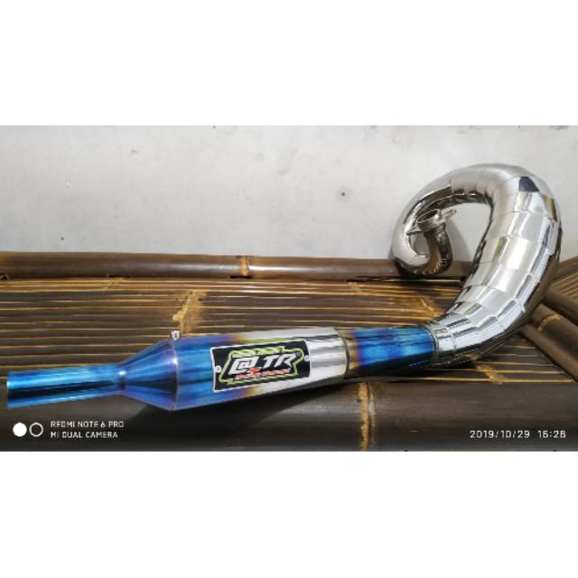 Knalpot RX-KING lobster telo chrome ujung biru @_TR RACING