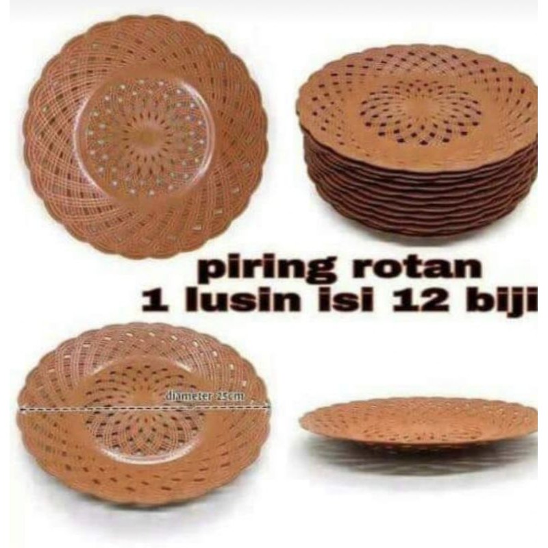 [ Lusinan ] piring rotan anyam plastik / piring anyaman warna