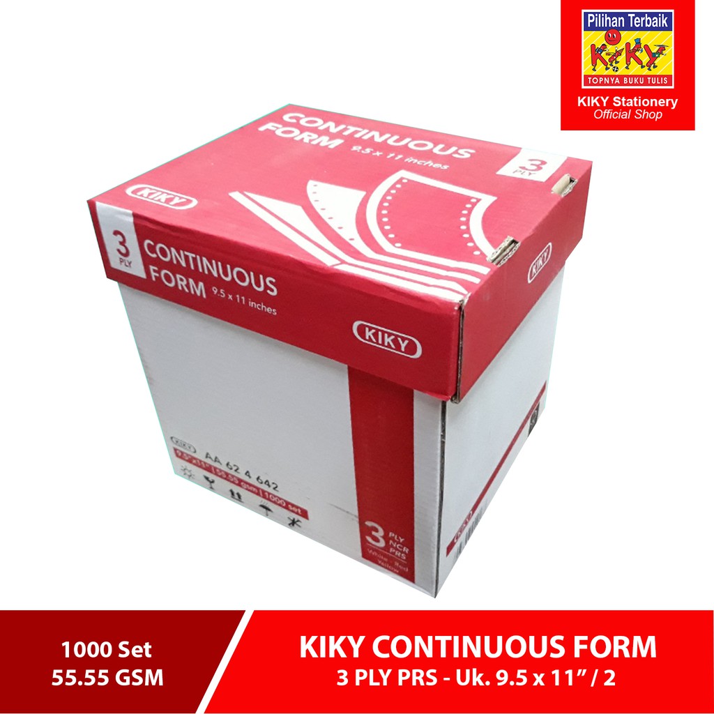 

KIKY Continuous Form 3 Ply PRS (Uk. 9.5 x 11" /2) - 1 Dus = 1000 Set