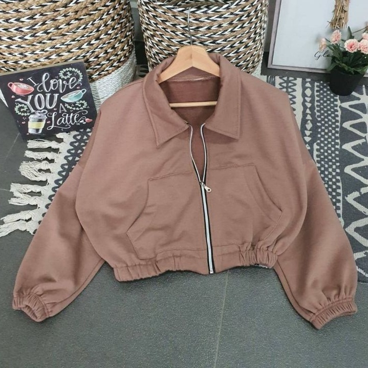 Jaket Wanita Vada Collar Crope Korean Style | Jaket Sweater Vada Collar Crope Outerwear Pakaian Wanita Vada Colar Jaket