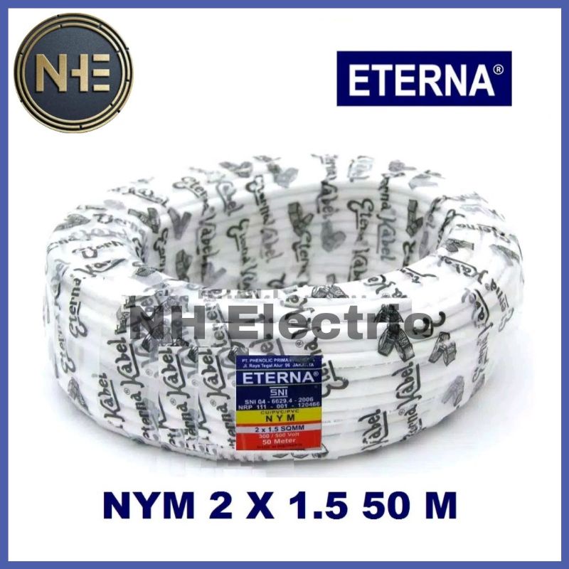 Kabel Eterna Nym 2x1,5mm 50m - Kabel Listrik Eterna Kawat 2x1,5mm 50 Meter