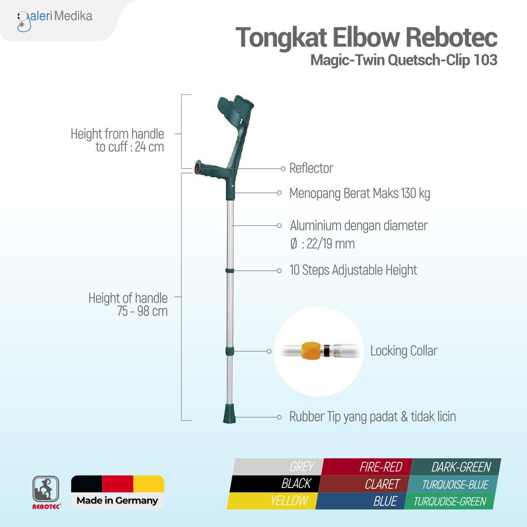 Tongkat Siku / Tongkat Elbow Rebotec Magic-Twin 103 - Tongkat Bantu Jalan