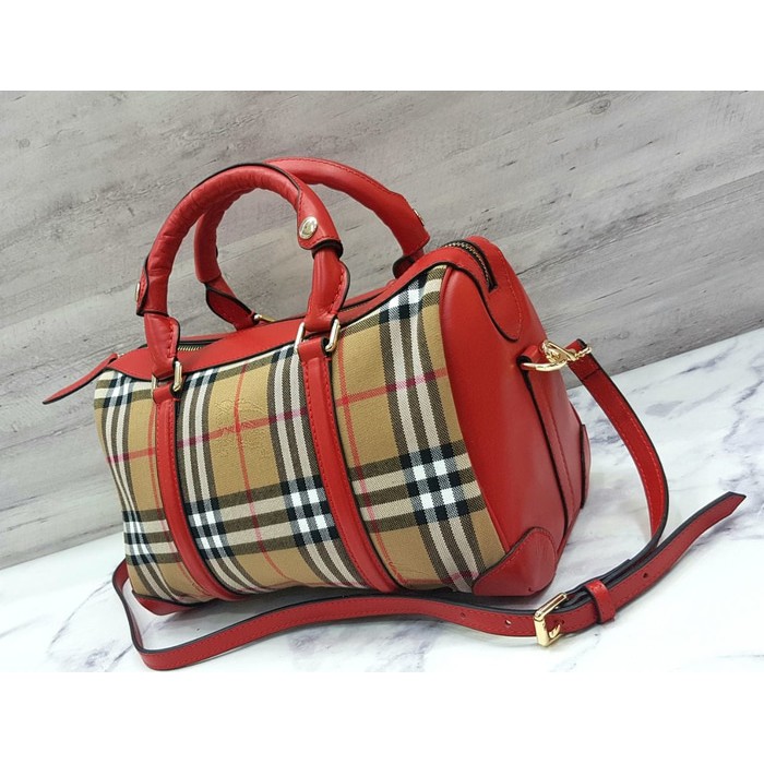 TAS WANITA KEKINIAN DAN TERMURAH SALE Burberry Speedy Porsum 33cm Red Mirror Quality Hand Ba SS769