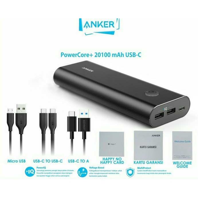 Anker PowerCore+ 20100 Power Bank 20100 Mah USB - C Black