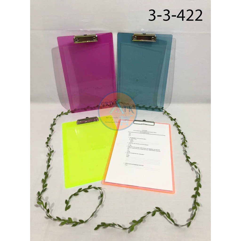 

Papan Ujian Clipboard Papan Jalan Motif Transparan Aneka Warna Murah