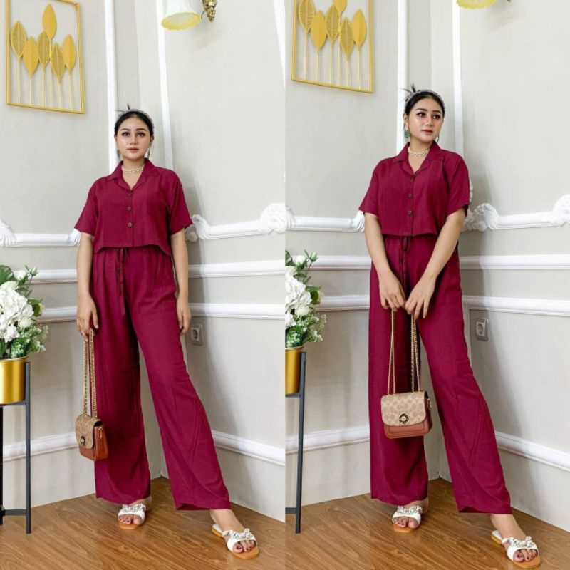 Oneset Crop Sinta / Set Rayon Crop / New Setelan wanita