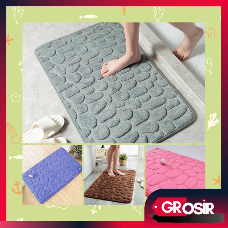 Grosir - H627 (40×60cm, 1 kg muat 10pcs) Keset Kaki Anti Slip / Bahan Memory Foam Menyerap / Kualitas Bagus / Keset Kamar