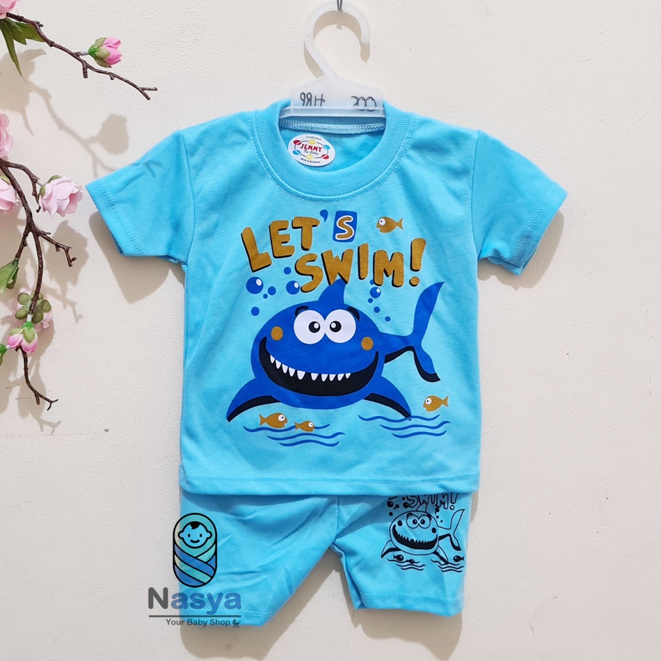 [J-011] Setelan Bayi Pendek Unisex Pakaian Laki Perempuan Murah (0-6 bulan)