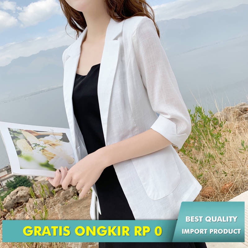 Blazer Wanita Lembut  pendek  Semi   New Leisure Versatile Kapas Coat Import