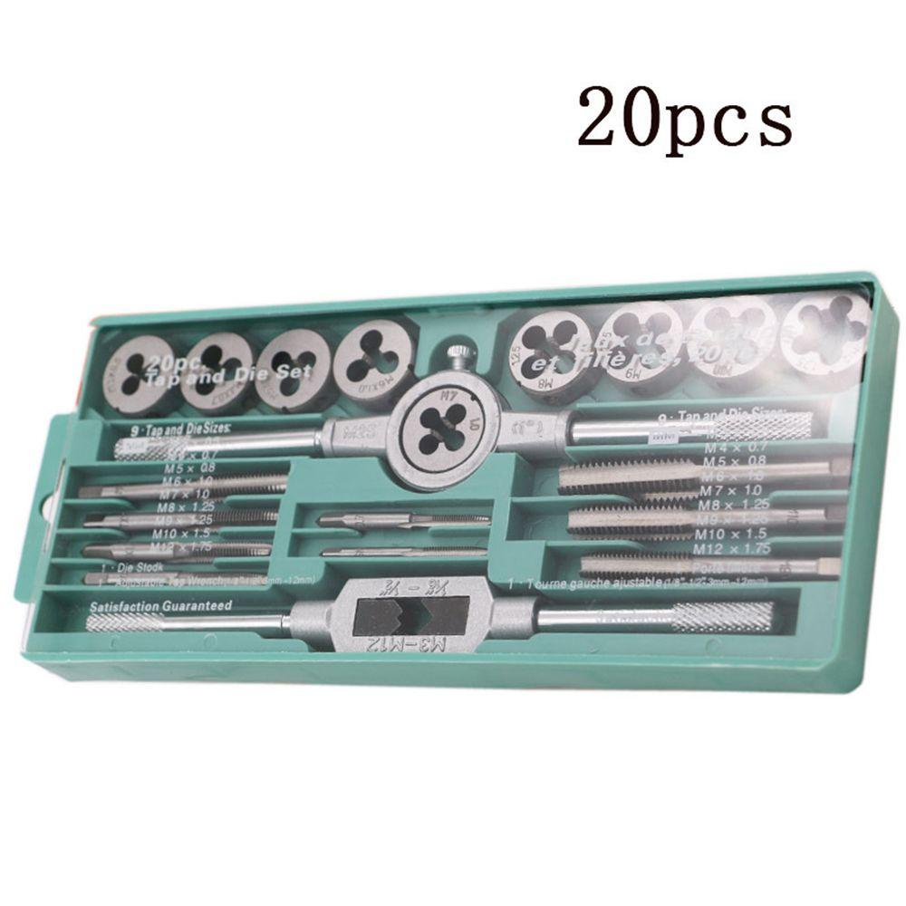 Populer 20Pcs Tap Dies Set Adjustable Tap Wrench Adjustable Die Wrench Sekrup Taps Hand Alat Tangan Drat Colokan Keran