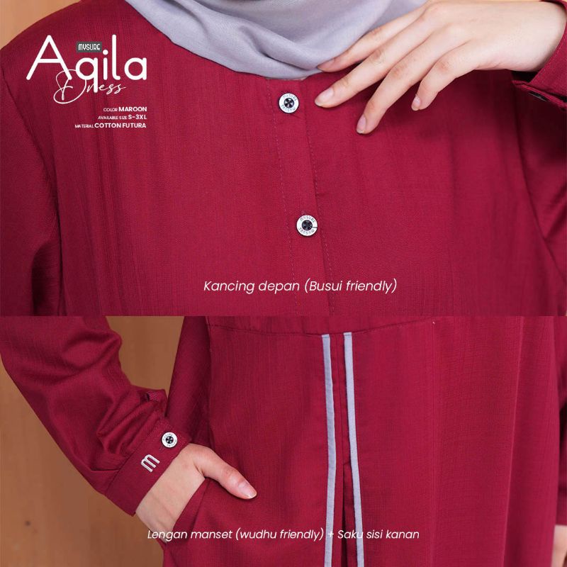 GAMIS AQILA DRESS  MUSTARD &amp; MAROON • BY MY SURE