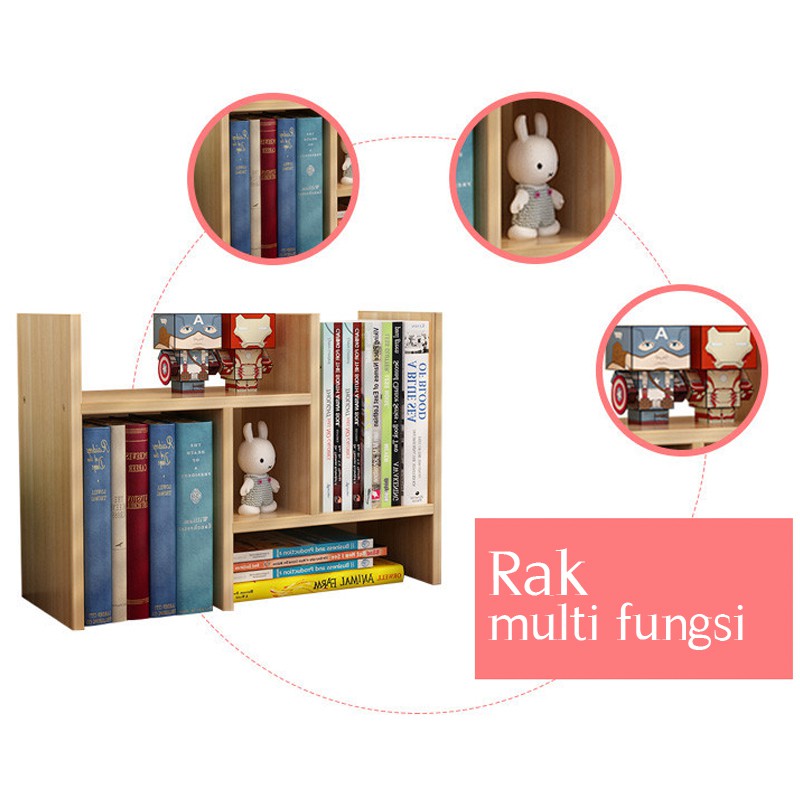 COD Rak Buku Meja Rak Buku Kayu Lemari Portable Susun Multifungsi Book Rack ZWJ4004