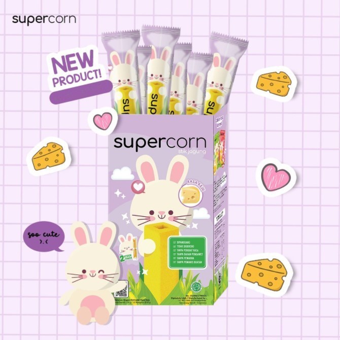 Supercorn Stik Jagung Non MSG Rasa Keju 120g ( 1box )