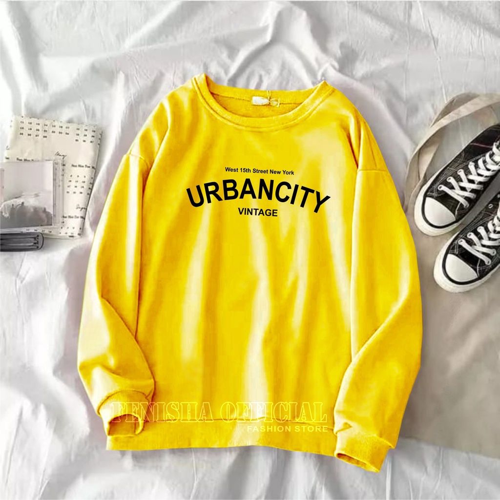 FenishaStore URBAN CITY Vintage sweater crewneck Wanita Size M,L,XL,XXL Bisa Bayar Ditempat COD