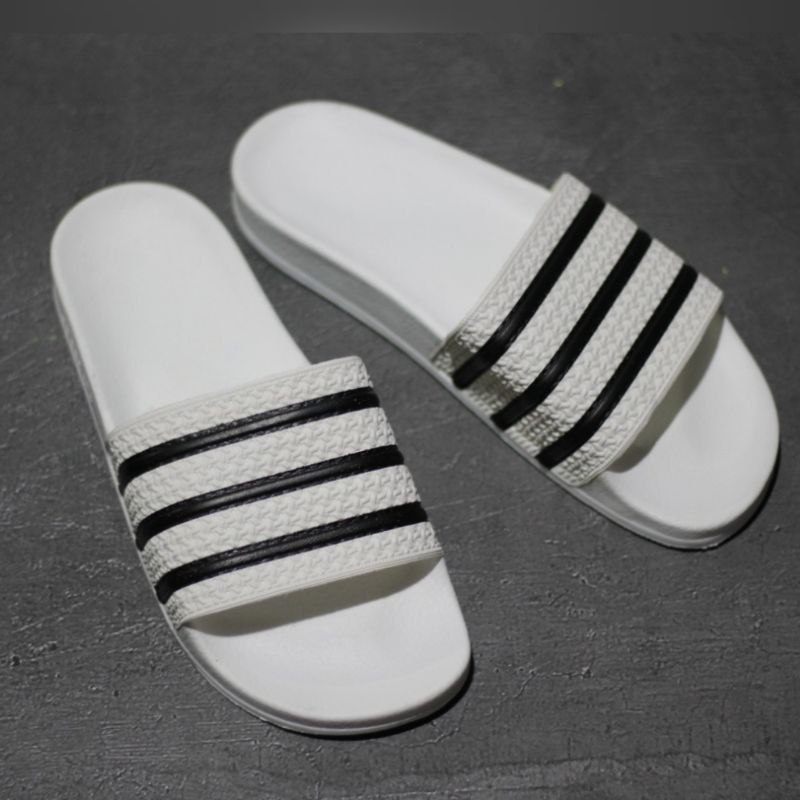 Sandal slide pria Sandal slop Sandal ADS ADILETTE ORIGINAL FULL TAG MADE IN ITALY-White black