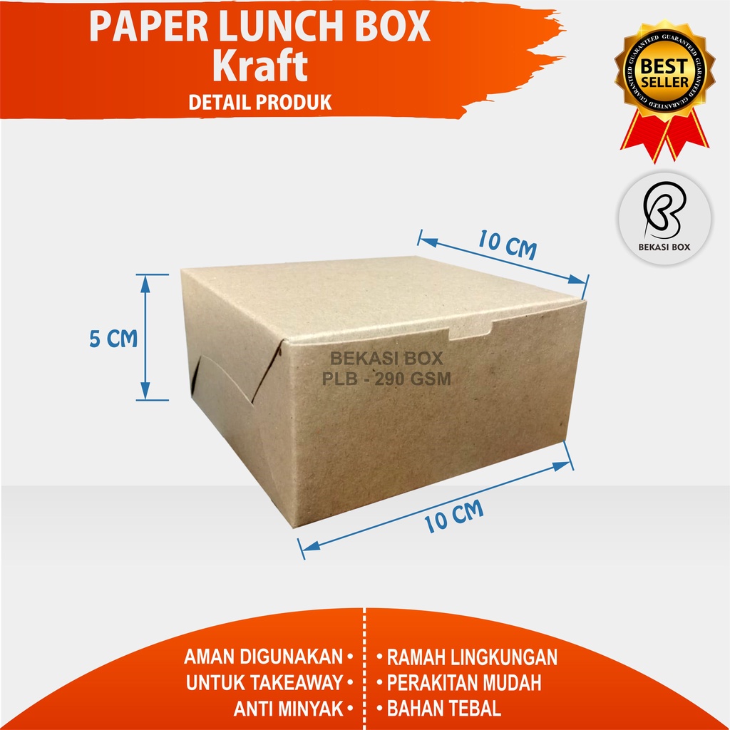 Paper Lunch Box Kraft Pe (COKLAT)  / Box Dimsum / Wadah Dimsum / Dus Takoyaki / Box Takoyaki / Kemasan Roti