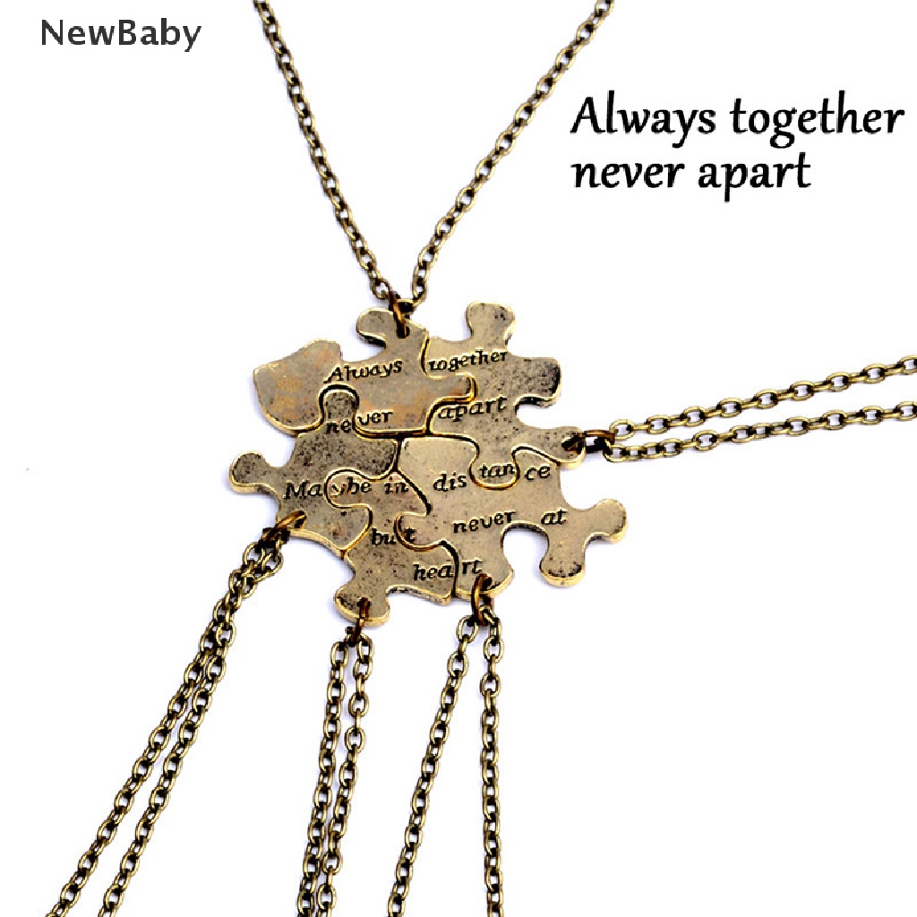 5pcs / 1 Set Kalung Rantai Liontin Puzzle Jigsaw Interlocking Untuk Sahabat