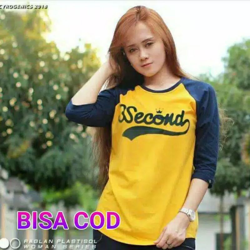 kaos wanita  3second raglan lengan panjang3/4