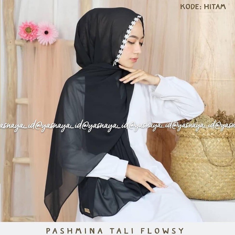 (PROMO) JILBAB PASHMINA TALI RENDA MELATI 180 X 75 DIAMOND PREMIUM TERBARU