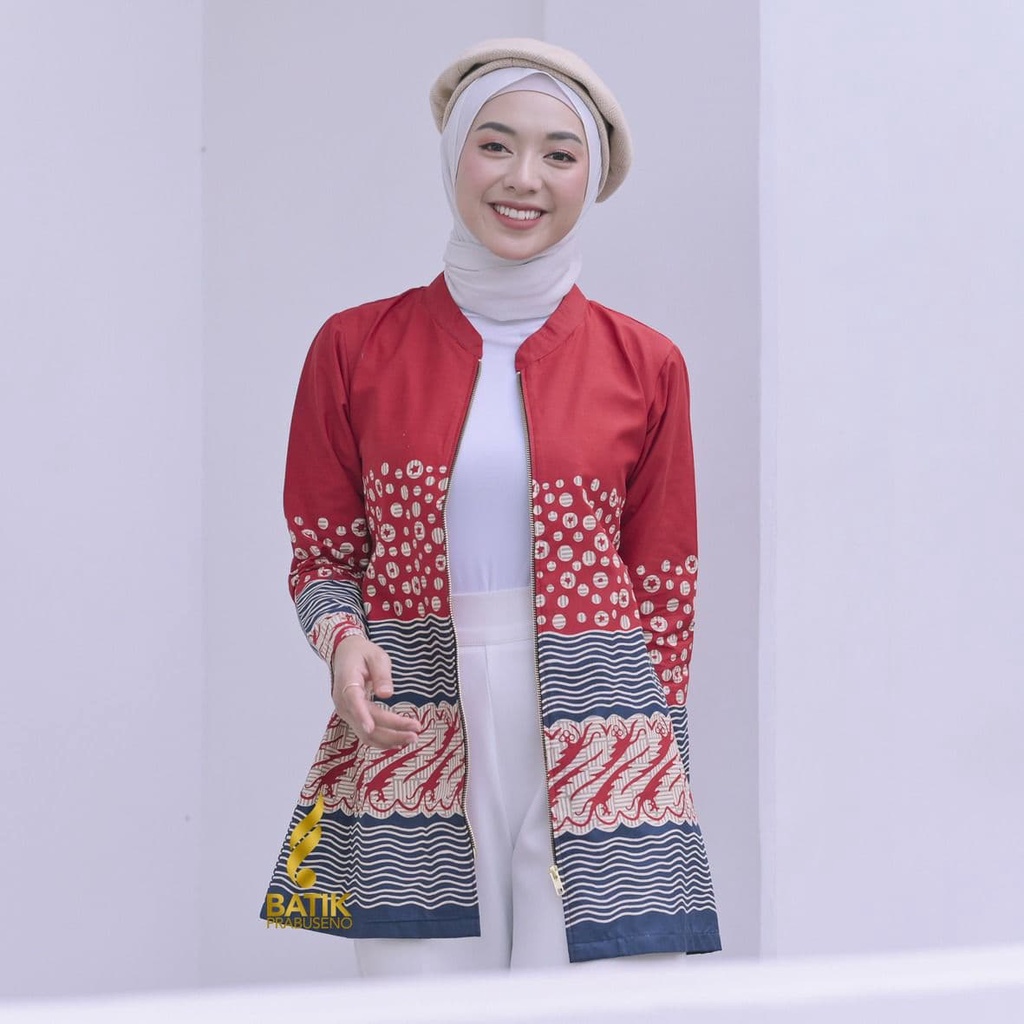 BAJU KEMEJA BATIK WANITA Prabuseno - ZAHRA  Blouse Batik Wanita  Lengan Panjang