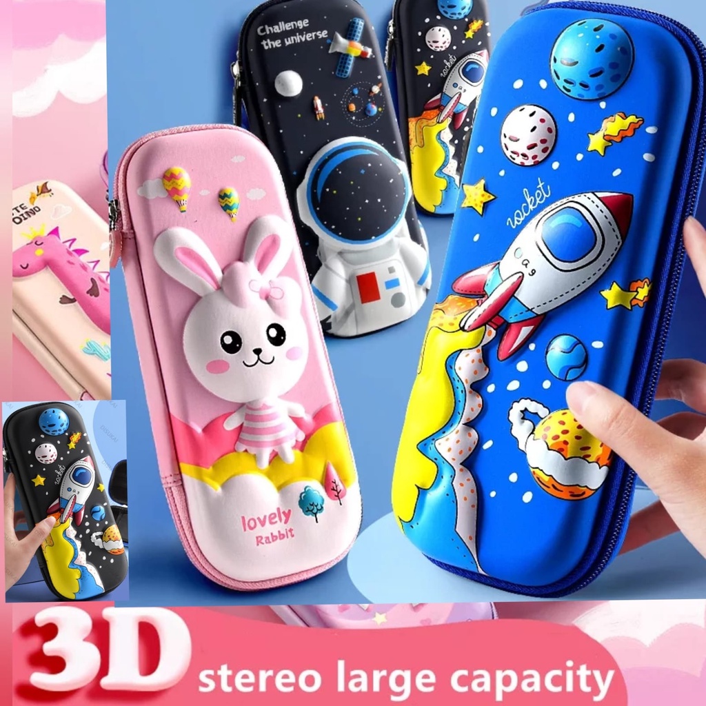 Pencil Case Import Motif 3D Timbul With Zipper Kotak Pensil 3D Import  Alat Tulis Sekolah Anak Motif Karakter Tempat Pensil MoTif Timbul  Resleting  Unicorn