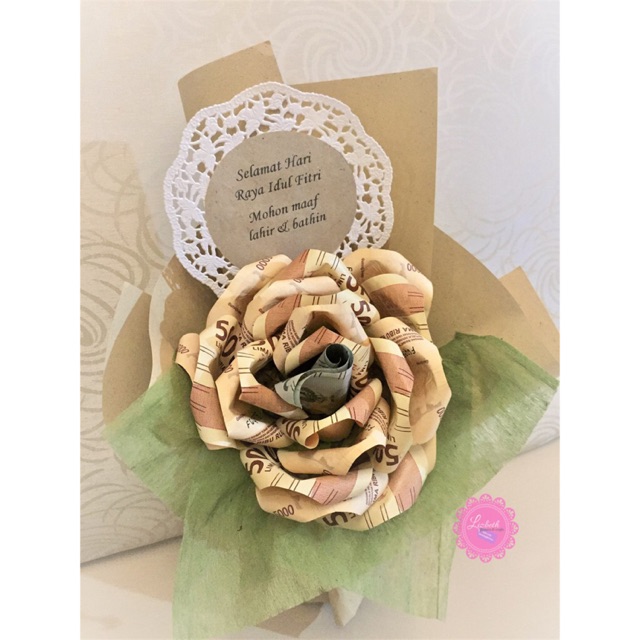 [BerBonus]BUKET BUNGA UANG NATURAL BERSAHAJA / SIMPLE RUSTIC MONEY FLOWER BOUQUET